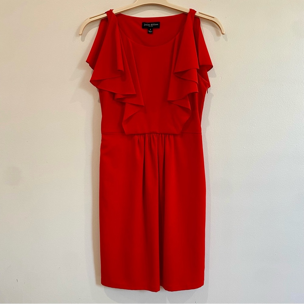 Julie Dillon | Red Sleeveless Ruffle Midi Dress